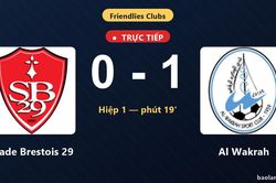 TRỰC TIẾPTrực tiếp Stade Brestois 29 vs Al Wakrah: Hiệp 2 bắt đầu, Al Wakrah dẫn 1-0