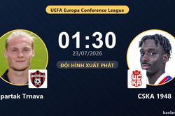 TRỰC TIẾPTrực tiếp Spartak Trnava vs CSKA 1948: Đội h&igrave;nh xuất ph&aacute;t