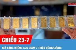 Chiều 23-7, giá vàng miếng SJC giảm 7 triệu đồng/lượng