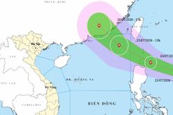 B&atilde;o sẽ di chuyển qua khu vực đ&ocirc;ng bắc v&ugrave;ng biển Bắc Biển Đ&ocirc;ng