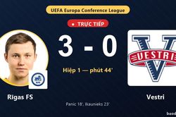 TRỰC TIẾPTrực tiếp Rīgas FS vs Vestri: Hiệp 2 bắt đầu, Rīgas FS dẫn 3-0
