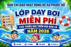 Tổ chức lớp dạy bơi miễn ph&iacute; cho thiếu nhi x&atilde; Phước H&agrave;