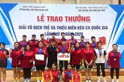 Lạng Sơn giành 18 huy chương tại hai giải vô địch trẻ, thiếu niên quốc gia môn kéo co và đẩy gậy