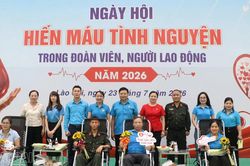 Gần 500 đo&agrave;n vi&ecirc;n, người lao động tham gia Ng&agrave;y hội hiến m&aacute;u t&igrave;nh nguyện năm 2026