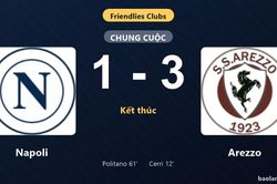 Thống kê trận đấu Napoli 1-3 Arezzo: Arezzo giành chiến thắng chung cuộc