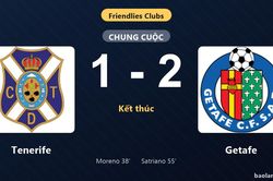 Thống kê trận đấu Tenerife 1-2 Getafe: Getafe ngược dòng ngoạn mục