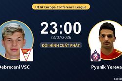 TRỰC TIẾPTrực tiếp Debreceni VSC vs Pyunik Yerevan: Hiệp 2 bắt đầu, hòa 0-0
