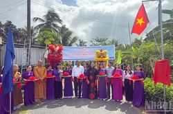 Vĩnh Long kh&aacute;nh th&agrave;nh m&ocirc; h&igrave;nh 'Tuyến đường rợp b&oacute;ng cờ bay' tại x&atilde; Tr&agrave; C&ocirc;n
