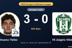 Dinamo Tbilisi thắng đậm, FK Zalgiris Vilnius lâm vào thế khó