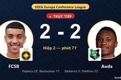 TRỰC TIẾPTrực tiếp FCSB vs Auda: FCSB gỡ h&ograve;a 2-2