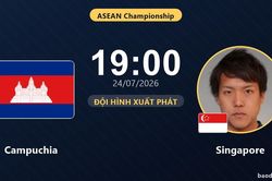 TRỰC TIẾPTrực tiếp Campuchia vs Singapore: Đội hình xuất phát