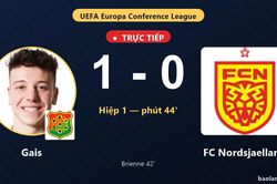 TRỰC TIẾPTrực tiếp Gais vs FC Nordsjaelland: Hiệp 2 bắt đầu, Gais dẫn 1-0