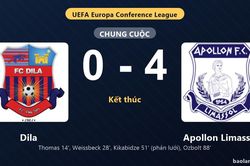 Thống kê trận đấu Dila 0-4 Apollon Limassol: Apollon Limassol thắng đậm thuyết phục
