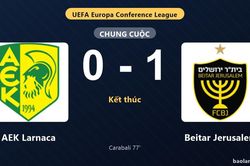 Thống kê trận đấu AEK Larnaca 0-1 Beitar Jerusalem: B. Carabali tỏa sáng, Beitar Jerusalem giành trọn 3 điểm