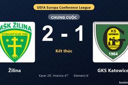 Thống k&ecirc; trận đấu Žilina 2-1 GKS Katowice: Žilina ngược d&ograve;ng ngoạn mục