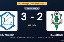 Thống k&ecirc; trận đấu NK Varazdin 3-2 FK Jablonec: NK Varazdin ngược d&ograve;ng ngoạn mục
