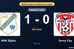 Thống k&ecirc; trận đấu HNK Rijeka 1-0 Derry City: T. Fruk tỏa s&aacute;ng, HNK Rijeka gi&agrave;nh trọn 3 điểm