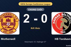 Thống k&ecirc; trận đấu Motherwell 2-0 HB Torshavn: L. Fadinger tỏa s&aacute;ng, Motherwell gi&agrave;nh trọn 3 điểm