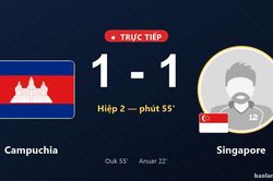 TRỰC TIẾPTrực tiếp Campuchia vs Singapore: Campuchia gỡ hòa 1-1