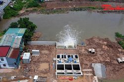 Ba trạm bơm dọc Đại lộ Thăng Long sắp 'hợp lực', tăng tốc tiêu úng phía Tây Hà Nội