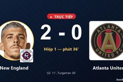 TRỰC TIẾPTrực tiếp New England vs Atlanta United: Hết hiệp 1, New England dẫn 2-0
