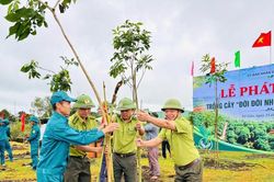 Xã Gào trồng 400 cây xanh hưởng ứng 'Tết trồng cây đời đời nhớ ơn Bác Hồ'