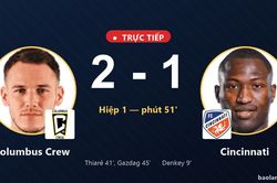 TRỰC TIẾPTrực tiếp Columbus Crew vs Cincinnati: Hiệp 2 bắt đầu, Columbus Crew dẫn 2-1