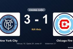 Thống k&ecirc; trận đấu New York City 3-1 Chicago Fire: Malachi Jones tỏa s&aacute;ng, New York City gi&agrave;nh trọn 3 điểm