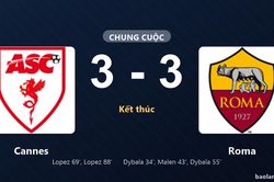 Thống kê trận đấu Cannes 3-3 Roma: Màn rượt đuổi tỷ số mãn nhãn