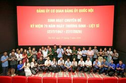 Đảng ủy Cơ quan Đảng ủy Quốc hội sinh hoạt chuyên đề nhân kỷ niệm 79 năm Ngày Thương binh - Liệt sĩ