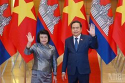 [Ảnh] Chủ tịch Quốc hội Trần Thanh Mẫn hội đàm với Chủ tịch Quốc hội Vương quốc Campuchia Samdech Khuon Sudary