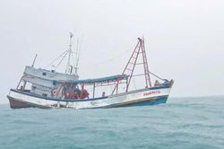 Bắt giữ t&agrave;u vận chuyển 50 tấn thủy sản kh&ocirc;ng r&otilde; nguồn gốc tr&ecirc;n v&ugrave;ng biển C&agrave; Mau
