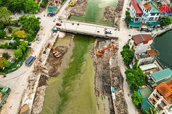 Tăng tốc thi công tuyến hạ lưu sông Kim Ngưu trước mùa mưa bão
