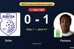 TRỰC TIẾPTrực tiếp Drita vs Floriana: Hiệp 2 bắt đầu, Floriana dẫn 1-0