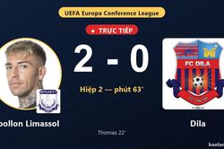 TRỰC TIẾPTrực tiếp Apollon Limassol vs Dila: Apollon Limassol dẫn 2-0