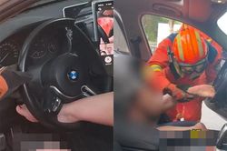Kẹt chân vào vô lăng xe BMW, cô gái phải cầu cứu sau 2 giờ tự xoay xở