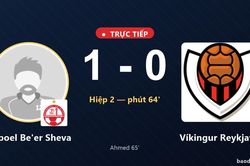 TRỰC TIẾPTrực tiếp Hapoel Be'er Sheva vs V&iacute;kingur Reykjav&iacute;k: Hapoel Be'er Sheva mở tỷ số