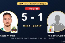 TRỰC TIẾPTrực tiếp Rapid Vienna vs FC Santa Coloma: Rapid Vienna nới rộng cách biệt 5-1