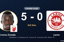 Crvena Zvezda thắng đậm, Larne nhận thất bại nặng nề tại Beograd