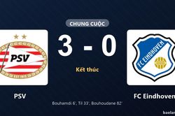 Thống kê trận đấu PSV 3-0 FC Eindhoven: PSV thắng đậm thuyết phục
