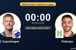 TRỰC TIẾPTrực tiếp FC Copenhagen vs Polessya: Đội h&igrave;nh xuất ph&aacute;t
