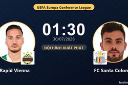 TRỰC TIẾPTrực tiếp Rapid Vienna vs FC Santa Coloma: Đội hình xuất phát