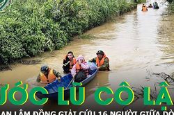 16 người bị nước lũ cô lập giữa Bảo Lộc, cuộc giải cứu nghẹt thở trong mưa lớn