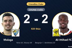 Malaga v&agrave; Al-Ittihad FC chia điểm sau m&agrave;n rượt đuổi tại Club Friendlies