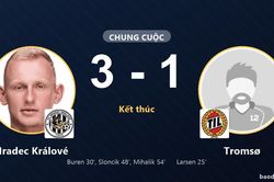 Hradec Kr&aacute;lov&eacute; ngược d&ograve;ng hạ Troms&oslash;, kh&eacute;p lại trận cầu 3-1