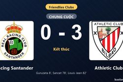 Thống kê trận đấu Racing Santander 0-3 Athletic Club: Athletic Club thắng đậm thuyết phục