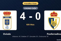 Thống k&ecirc; trận đấu Oviedo 4-0 Ponferradina: Oviedo thắng đậm thuyết phục