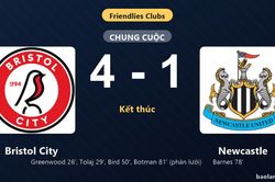 Thống k&ecirc; trận đấu Bristol City 4-1 Newcastle: Bristol City thắng đậm thuyết phục
