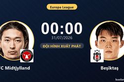 TRỰC TIẾPTrực tiếp FC Midtjylland vs Beşiktaş: Trận đấu đang diễn ra