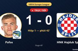 TRỰC TIẾPTrực tiếp Pafos vs HNK Hajduk Split: Pafos mở tỷ số